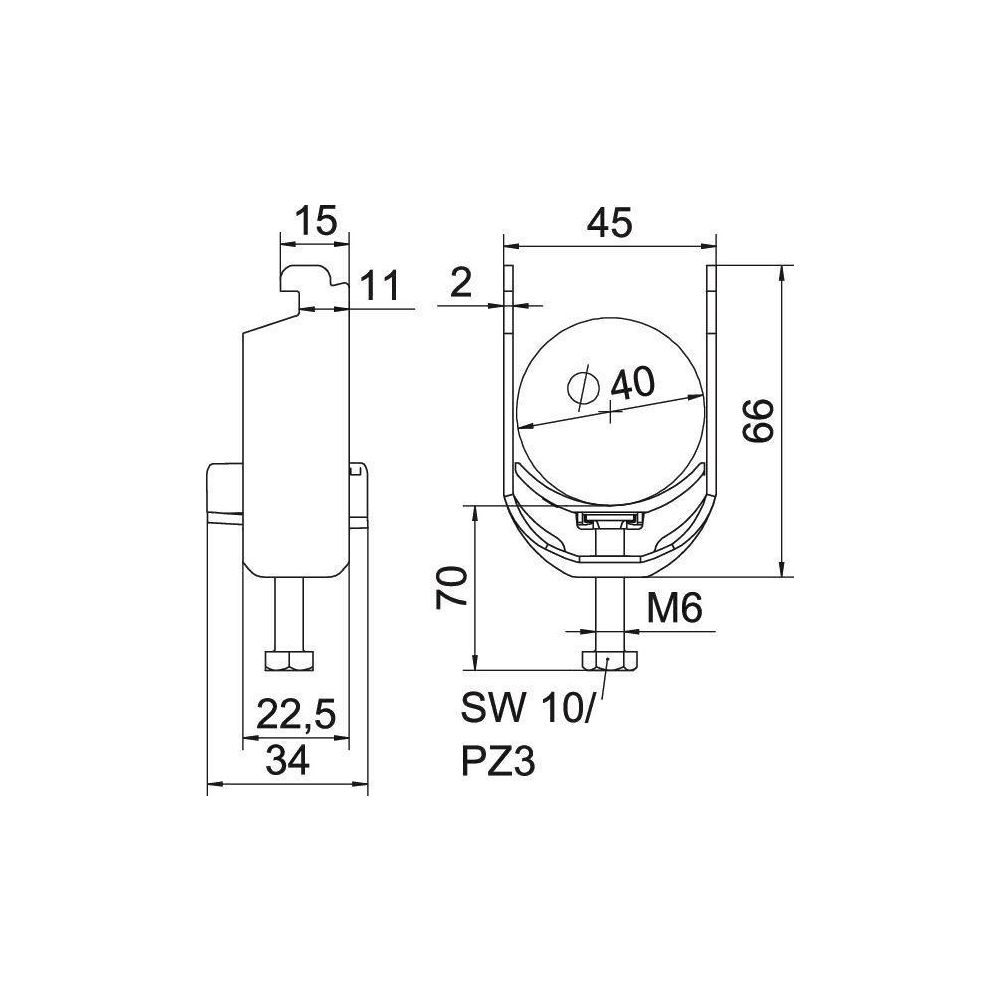 OBO Bettermann Bügelschelle 2056, 34-40mm, Stahl, feuerverzinkt, 1187232... OBO-1187232 4012196852833 (Abb. 2)