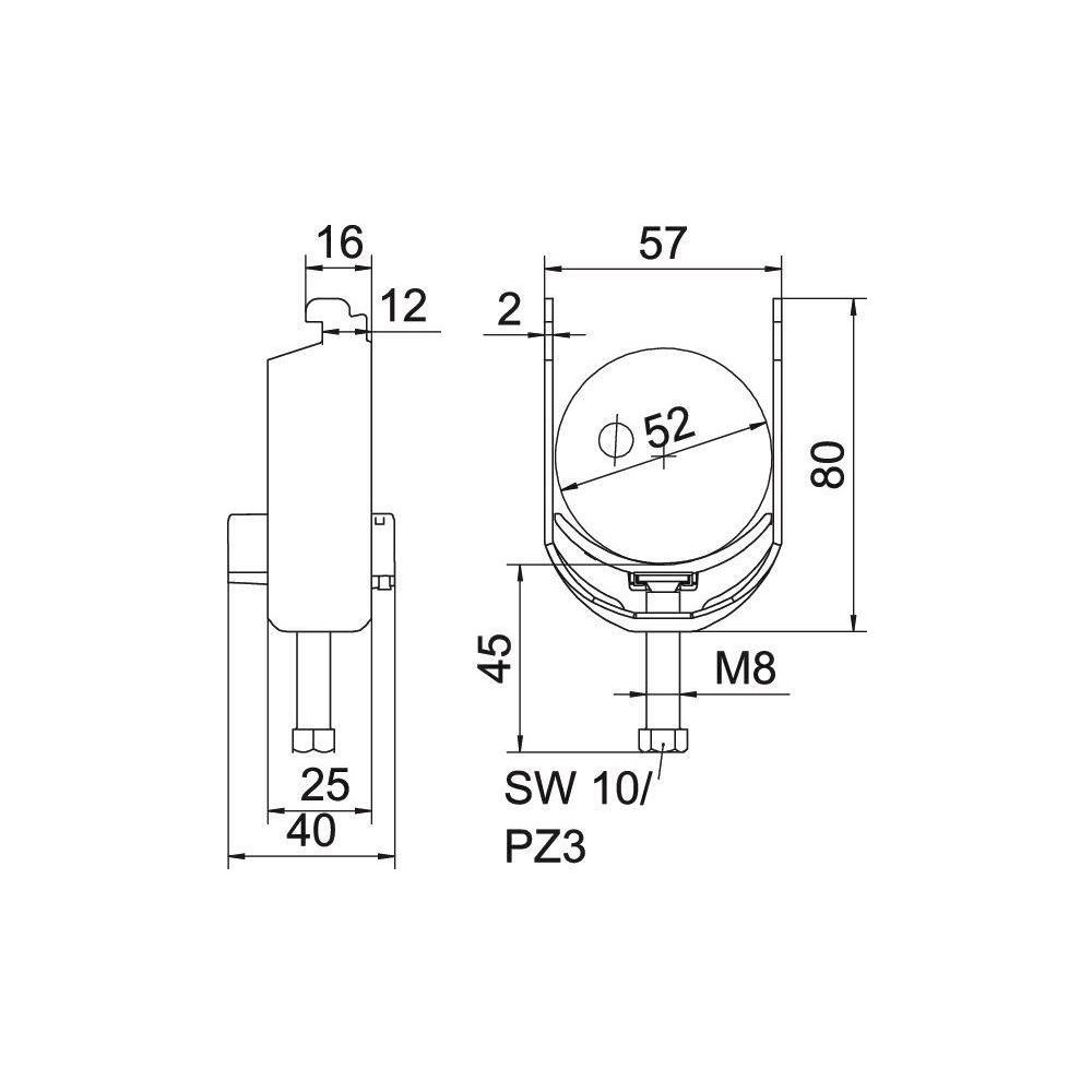 OBO Bettermann Bügelschelle 2056 BS-N1-K-52, 46-52mm, Stahl/Kunststoff, Tauchfeuerverzinkt... OBO-1187244 4012196852956 (Abb. 2)