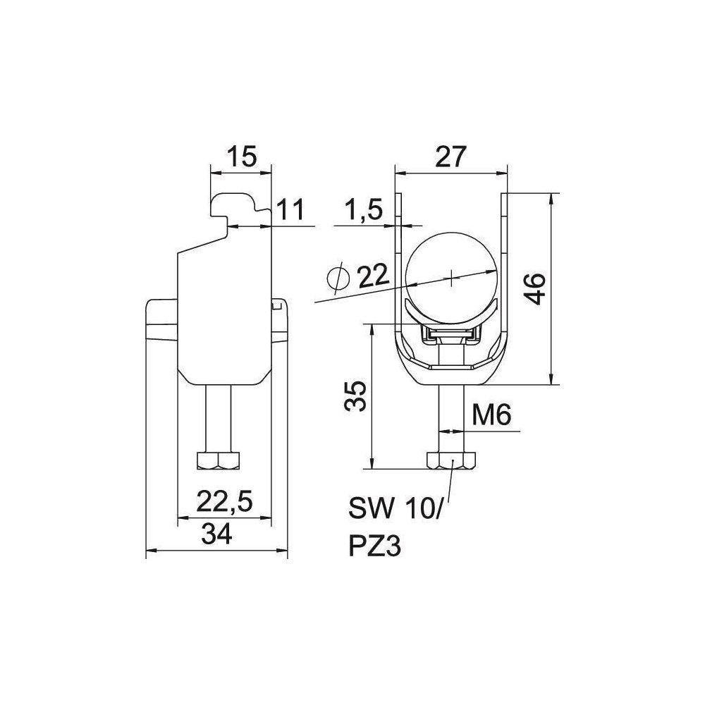 OBO Bettermann Bügelschelle 2056, 16-22mm, Stahl, Feuerverzinkt... OBO-1187214 4012196852789 (Abb. 3)