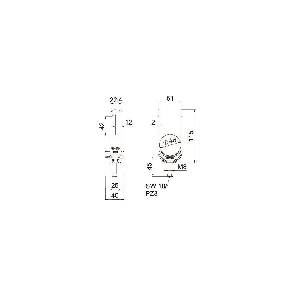 OBO Bettermann Bügelschelle 2056 BS-W1-K-46, 40-46mm, Stahl, feuerverzinkt... OBO-1187738 4012196854448 (Abb. 2)