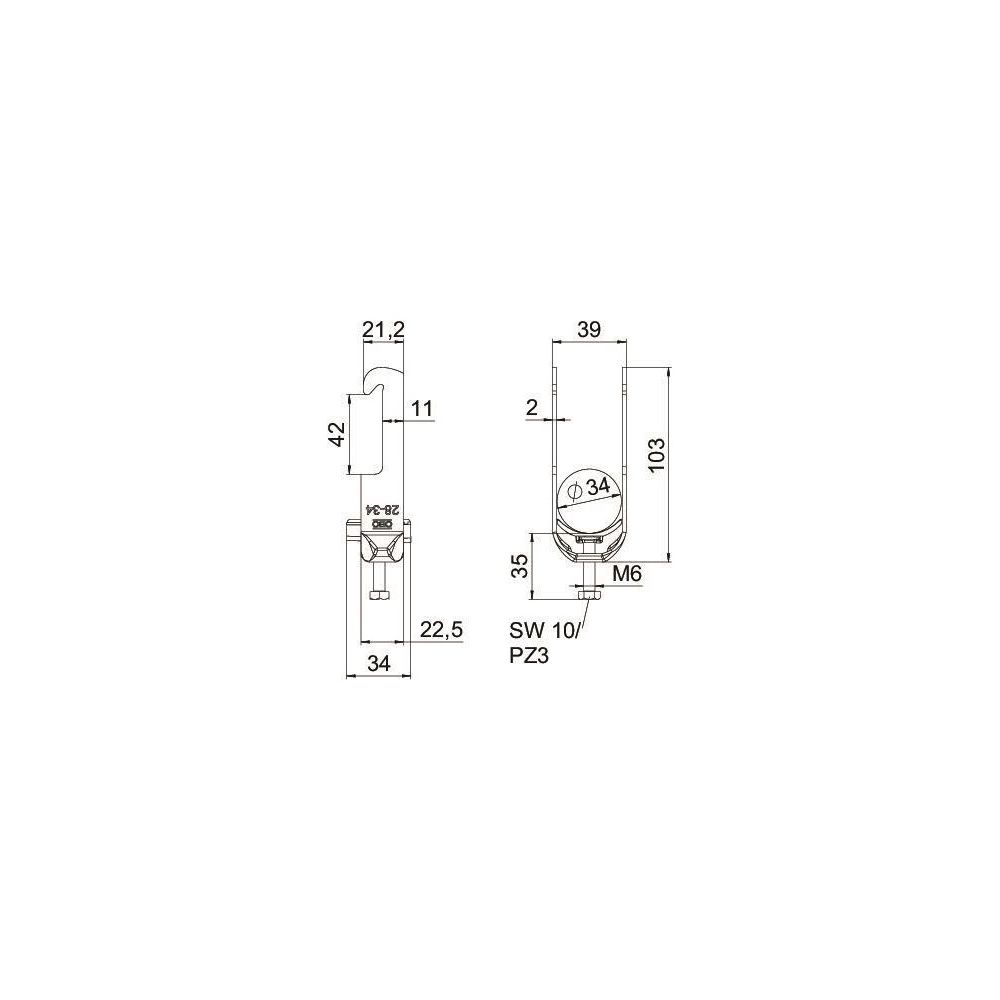 OBO Bettermann Bügelschelle 2056 BS-W1-K-34, Spannbereich 28-34mm, Stahl, feuerverzinkt... OBO-1187726 4012196854400 (Abb. 2)