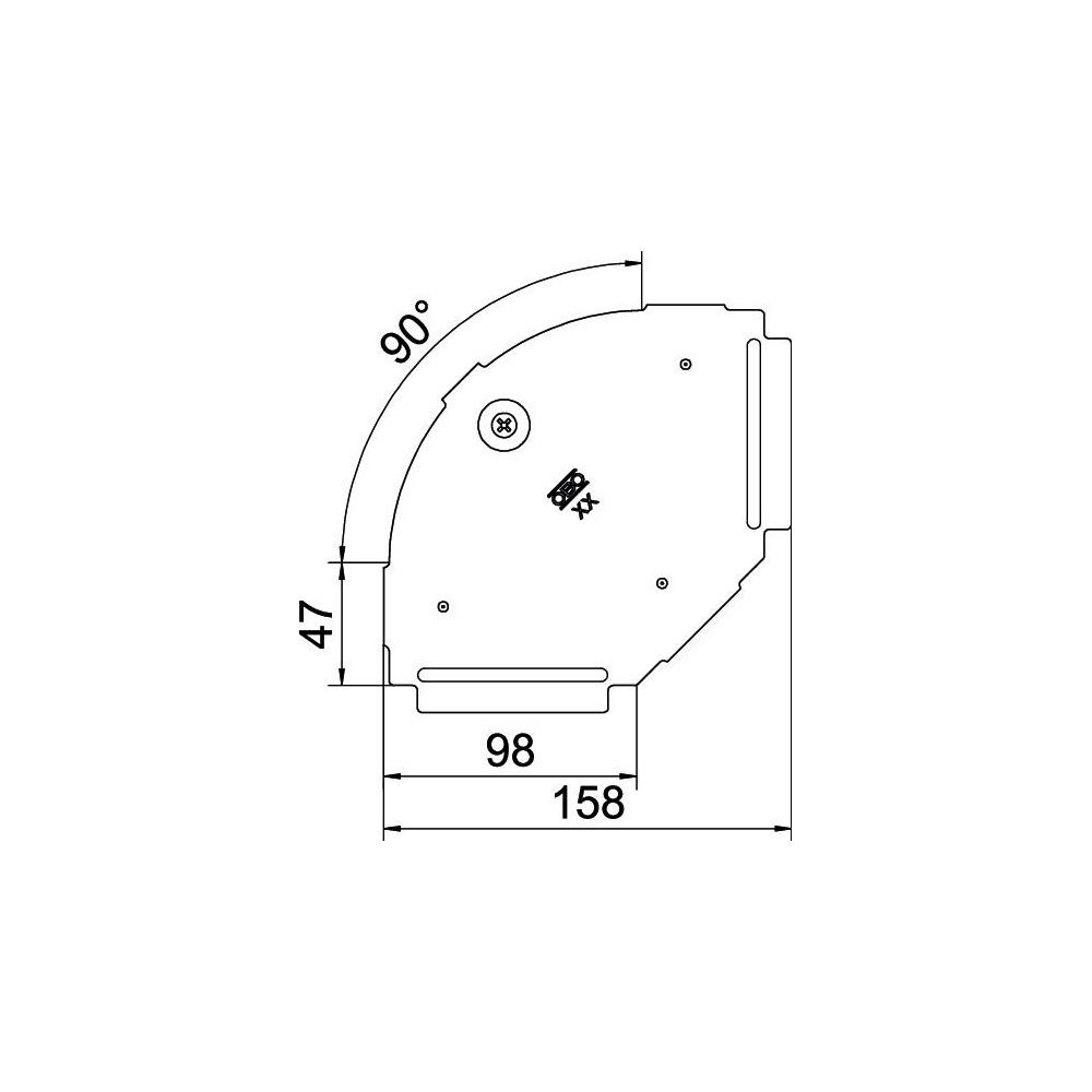 OBO Bettermann Deckel 90-Bogen RBD 90 100 DD, 90 Grad, 100mm Breite, 157mm Länge, Drehrieg... OBO-6036950 4012197405762 (Abb. 2)
