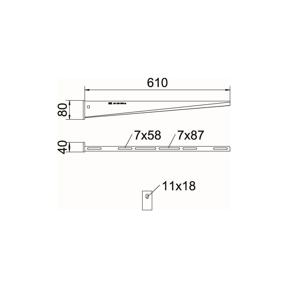 OBO Bettermann Wand- und Stielausleger AW 15 61, 80x610x40mm, Stahl, Zink... OBO-6420826 4012196207497 (Abb. 4)
