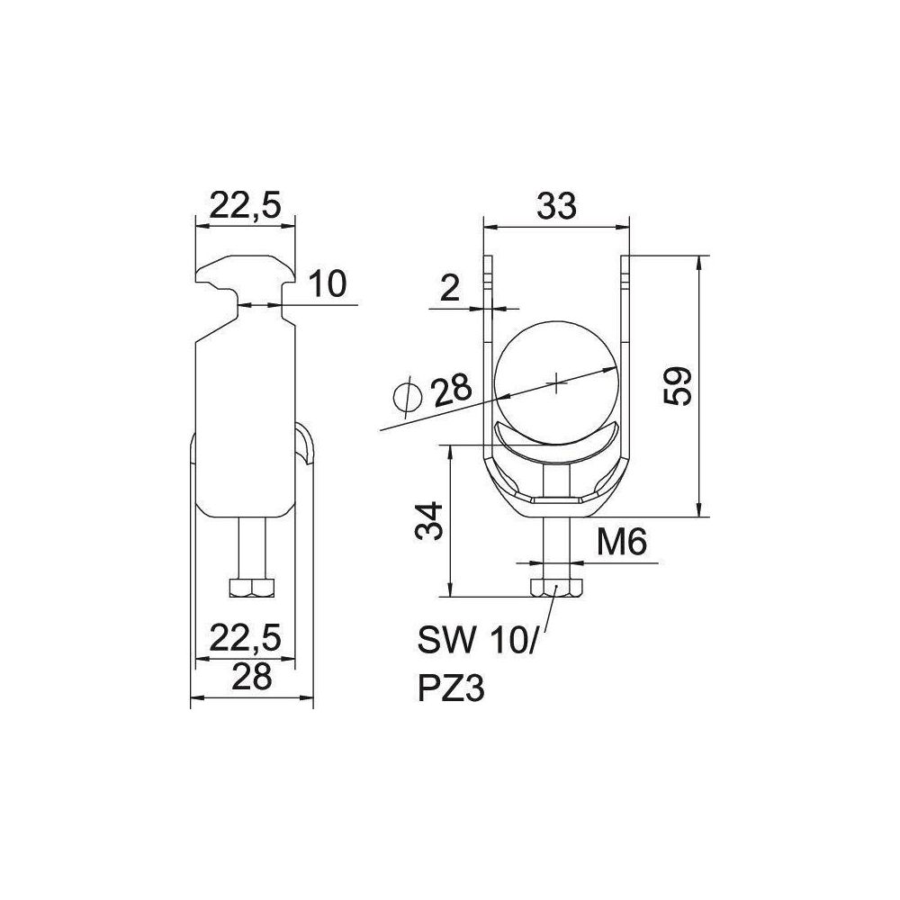 OBO Bettermann Bügelschelle 2056 BS-H1-M-28, Spannbereich 22-28mm, Stahl, feuerverzinkt... OBO-1186022 4012196848614 (Abb. 2)