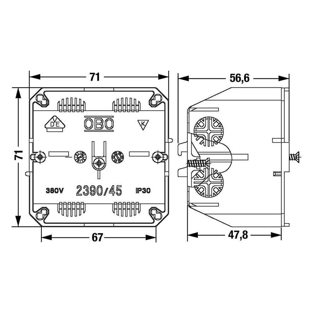 OBO Bettermann Geräteeinbaudose 2390, 60mm, Kunststoff, Lichtgrau... OBO-6023207 4012196024919 (Abb. 2)