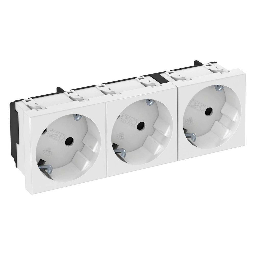 OBO Bettermann Schutzkontakt-Steckdose STD-D3S RW3, 3-fach 33 Grad, 16 A 250 V, Thermoplas... OBO-6120123 4012197256173 (Abb. 3)
