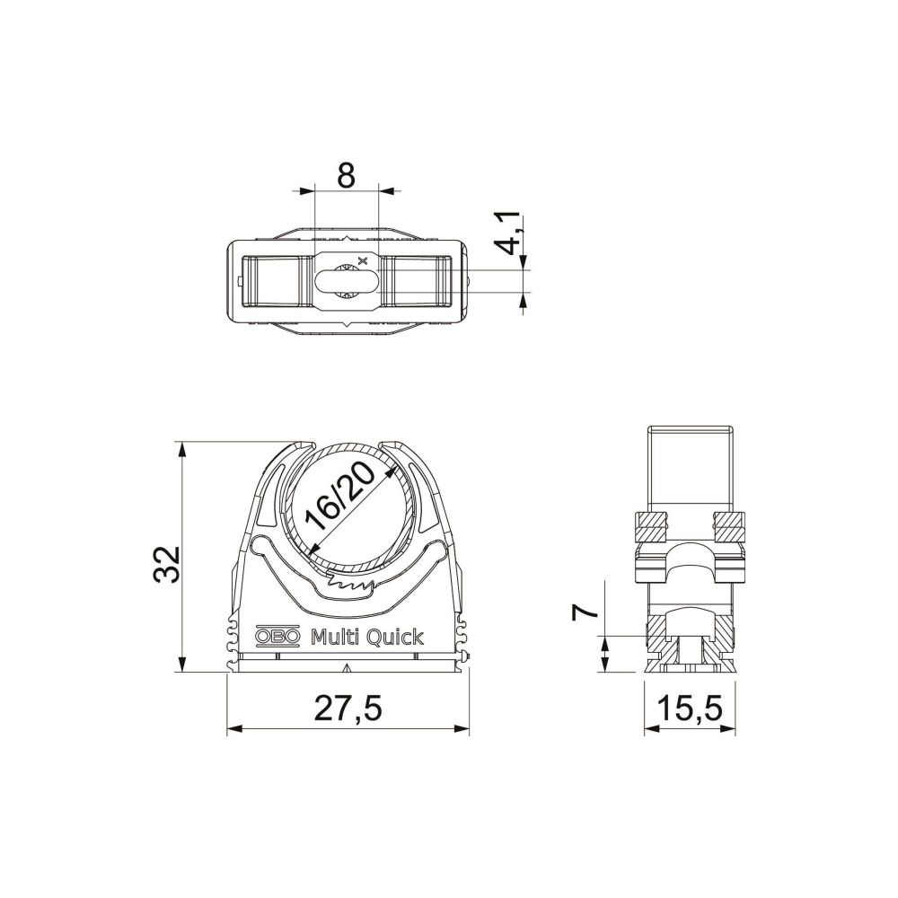 OBO Bettermann Multi-Quick-Schelle M-Quick M20, 16-20mm, Polyamid, Lichtgrau, 2153718... OBO-2153718 4012195742395 (Abb. 3)
