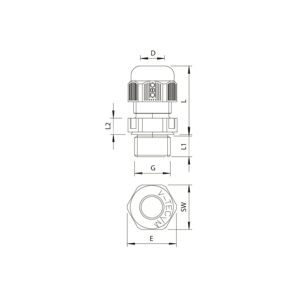 OBO Bettermann Kabelverschraubung V-TEC VM20, M20x1,5, IP68, Polyamid, Lichtgrau RAL7035... OBO-2022866 4012195533658 (Abb. 4)