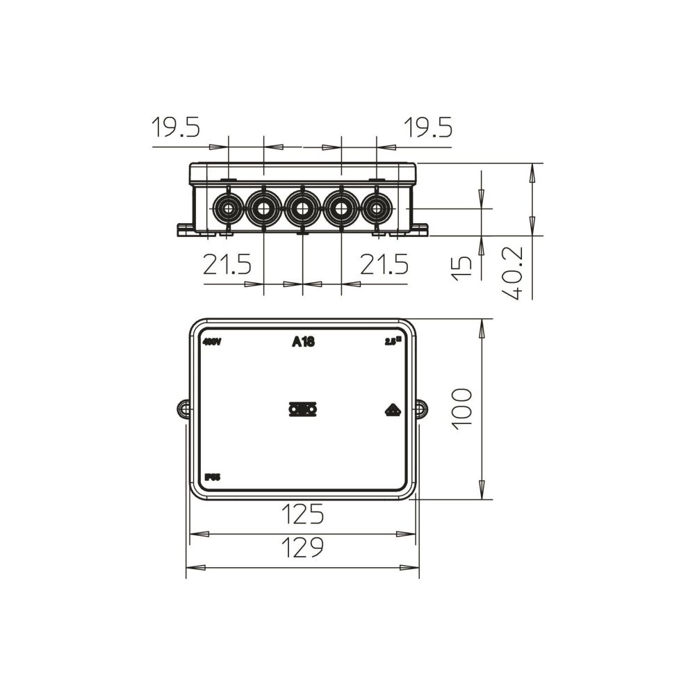 OBO Bettermann Kabelabzweigkasten A 18, 125x100x40mm, Kunststoff, Lichtgrau... OBO-2000410 4012195917137 (Abb. 3)