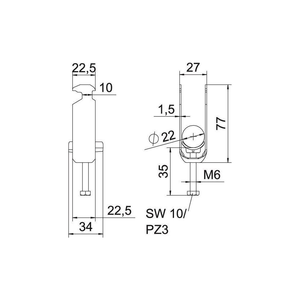 OBO Bettermann Bügelschelle 2056 BS-H2-K-22, 16-22mm, Stahl... OBO-1186217 4012196847020 (Abb. 3)