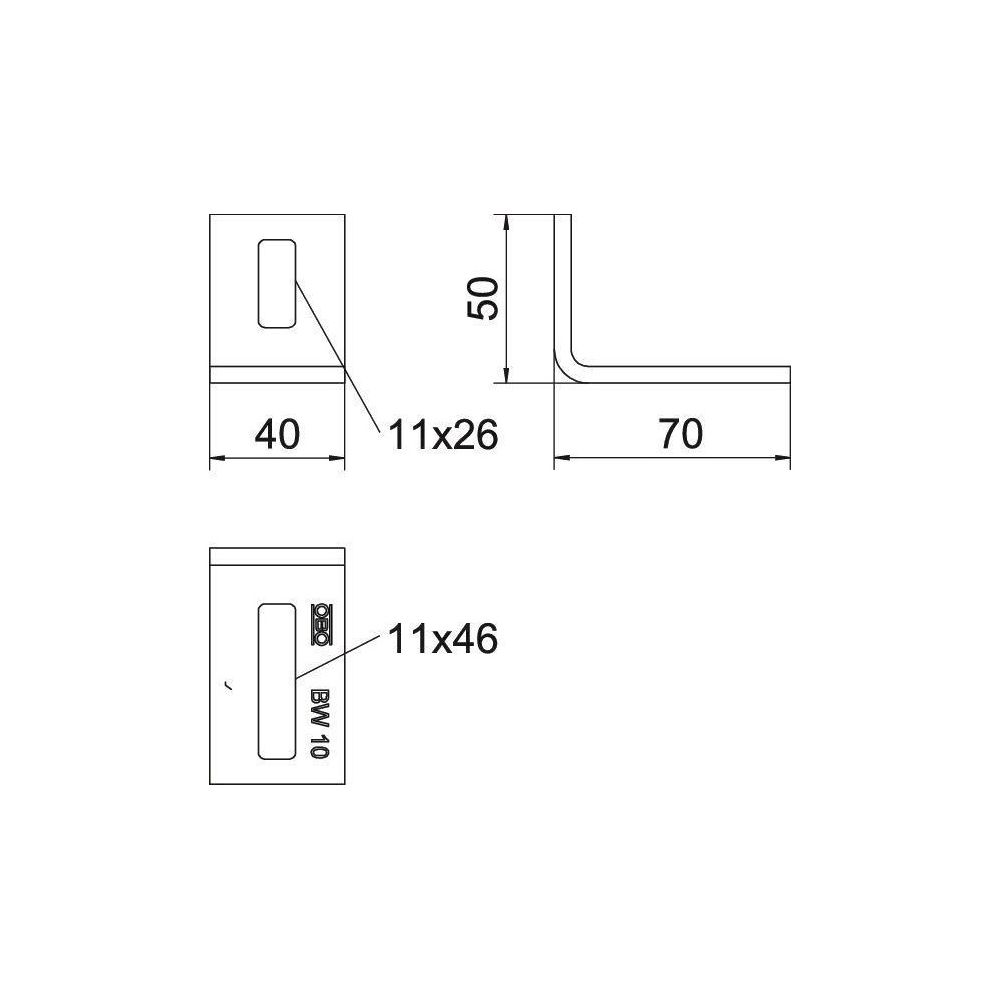 OBO Bettermann Befestigungswinkel BW 10 FT, 70x40x50mm, Stahl, feuerverzinkt... OBO-6019480 4012197352202 (Abb. 4)