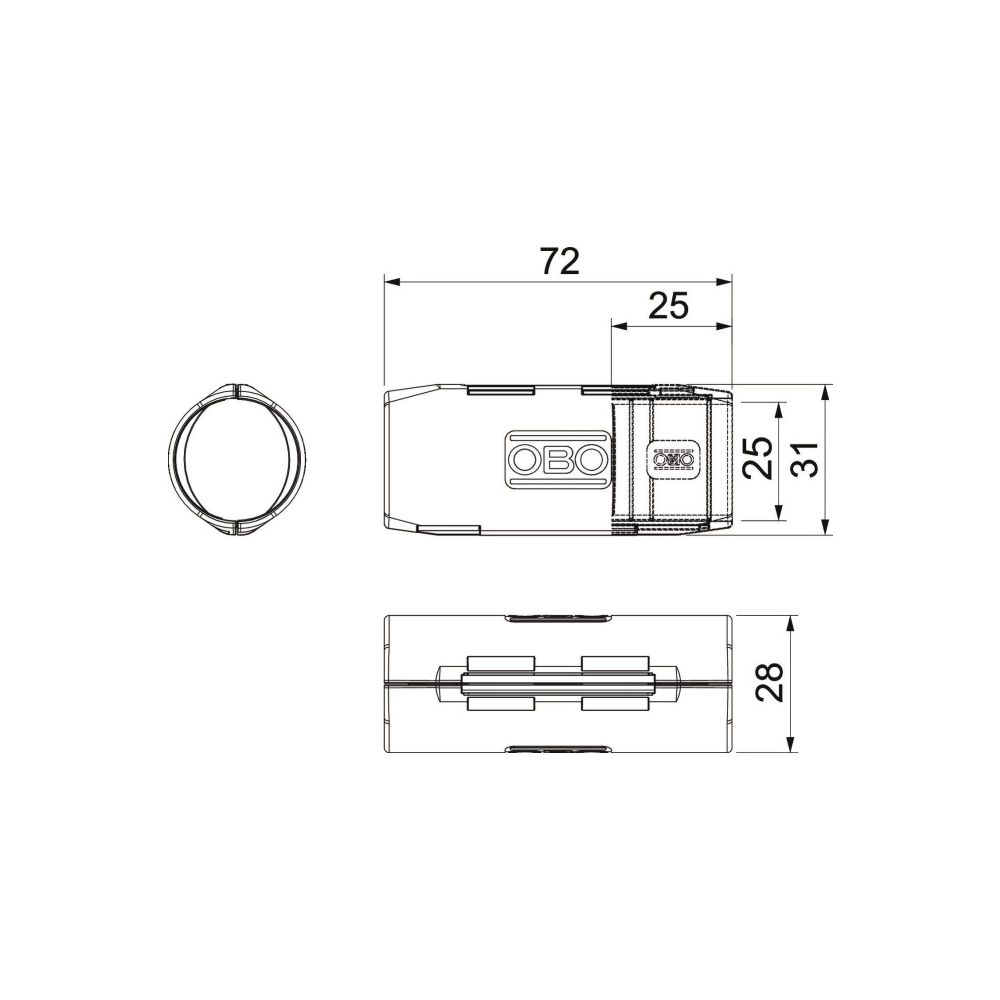 OBO Bettermann Quick-Pipe-Verbindungsmuffe 3000 MMS M25 LGR, M25, Polypropylen, Grau... OBO-2154085 4012196870097 (Abb. 2)