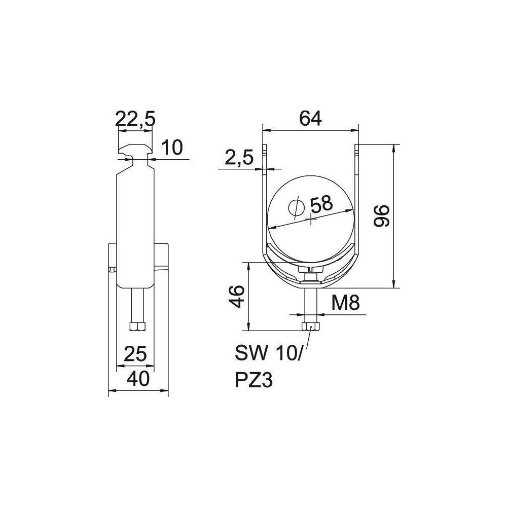 OBO Bettermann Bügelschelle 2056 BS-H1-K-58 FT, 52-58mm, Stahl, feuerverzinkt... OBO-1186256 4012196847266 (Abb. 5)