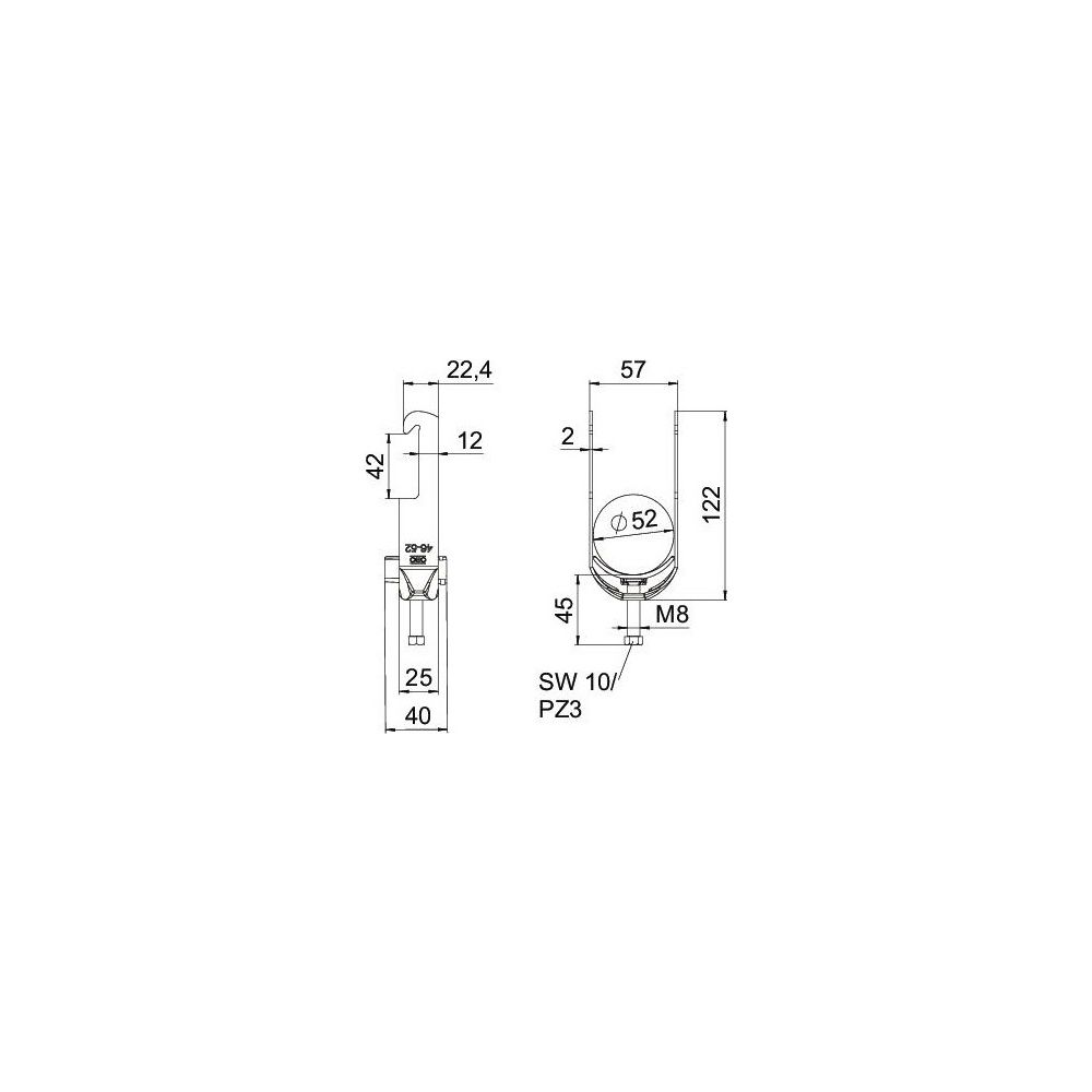OBO Bettermann Bügelschelle 2056 BS-W1-K-52, 46-52mm, Stahl, feuerverzinkt... OBO-1187744 4012196854455 (Abb. 5)