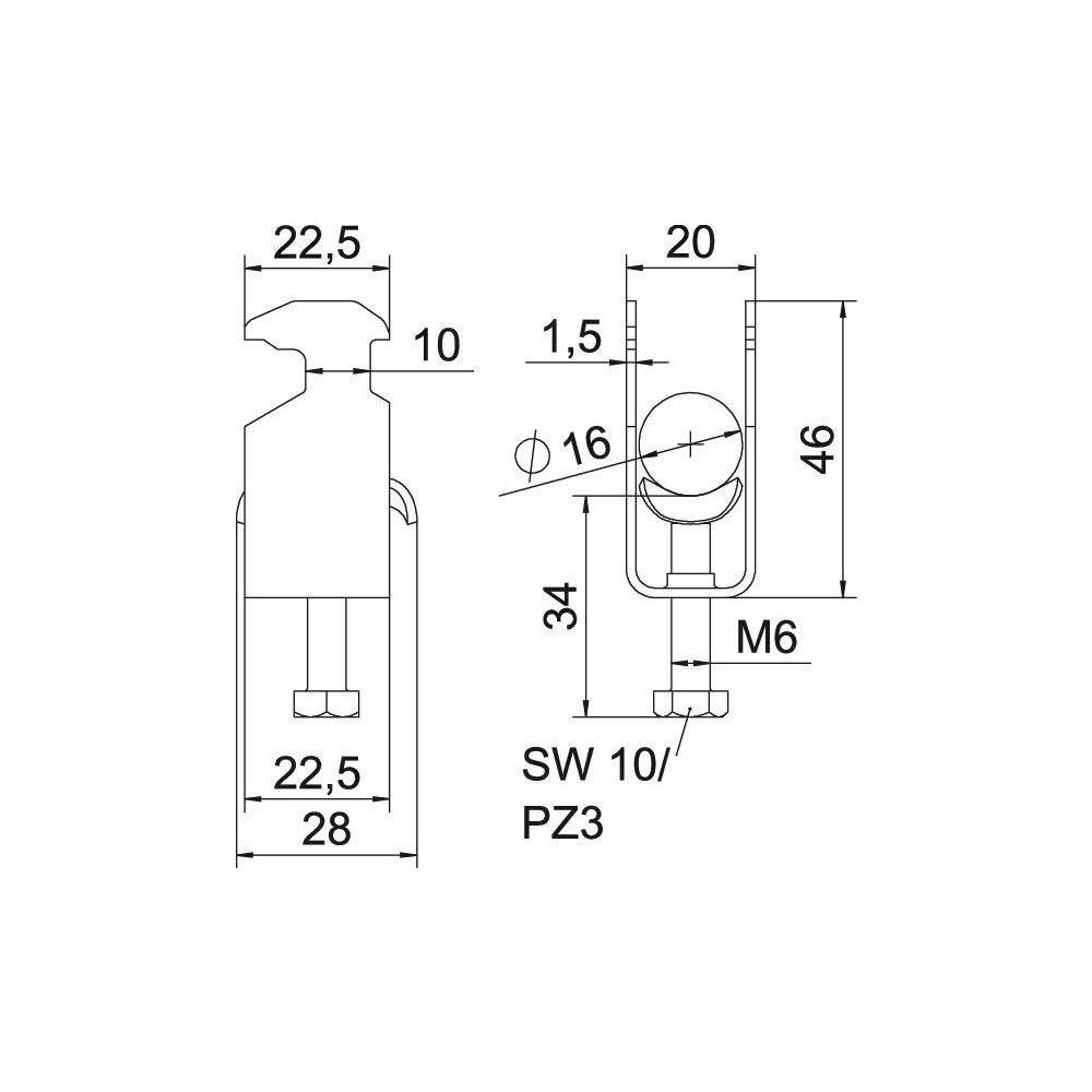 OBO Bettermann Bügelschelle 2056 BS-H1-M-16, 12-16mm, Stahl, feuerverzinkt... OBO-1186009 4012196848553 (Abb. 2)