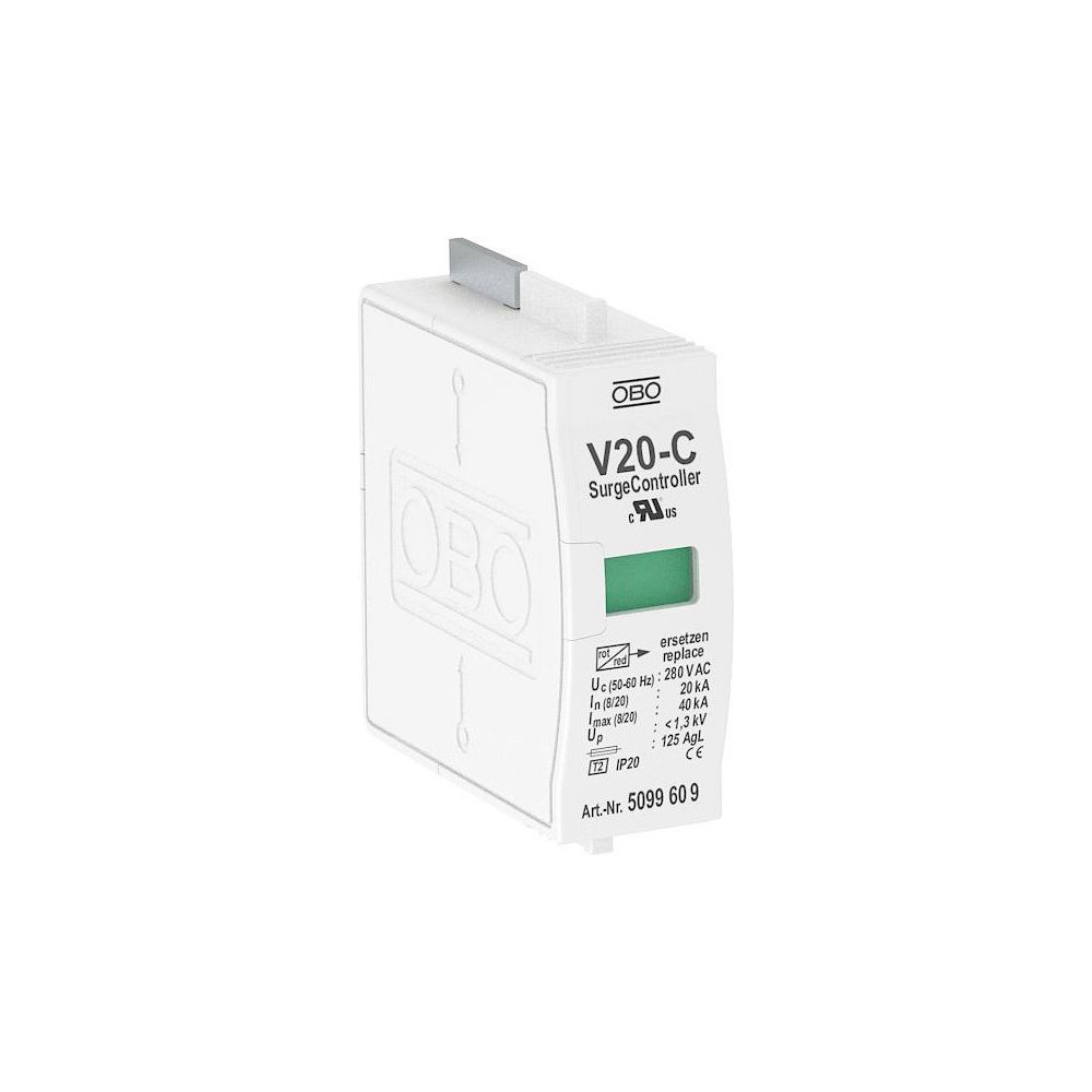 OBO Bettermann Überspannungsableiter V20-C 0-280, 280V 1 TE, 1,3 kV 20 kA 40 kA... OBO-5099609 4012195396918 (Abb. 2)