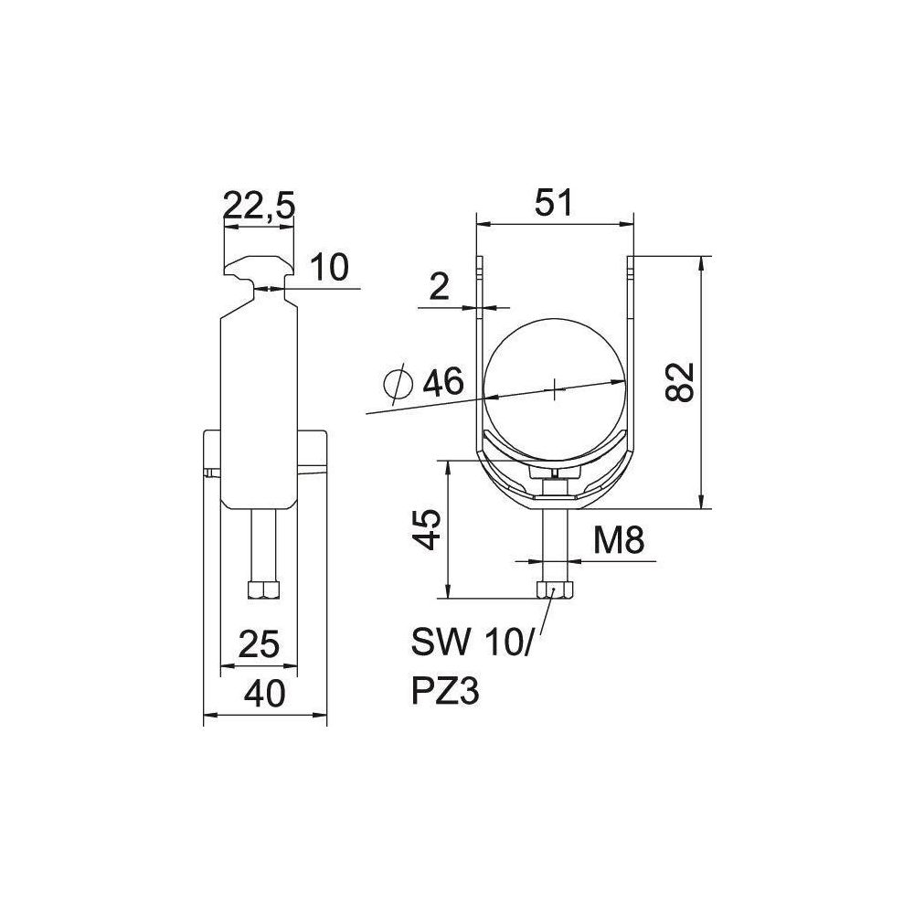 OBO Bettermann Bügelschelle 2056 BS-H1-K-46 FT, 40-46mm, Stahl, feuerverzinkt... OBO-1186242 4012196847198 (Abb. 5)
