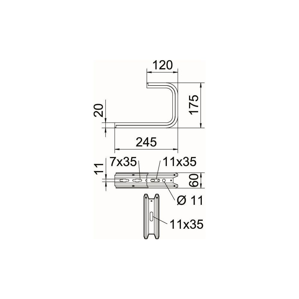 OBO Bettermann Wand- und Deckenbügel TPD 245 FS, 245mm, Stahl, Zink, 6363814... OBO-6363814 4012196198672 (Abb. 3)