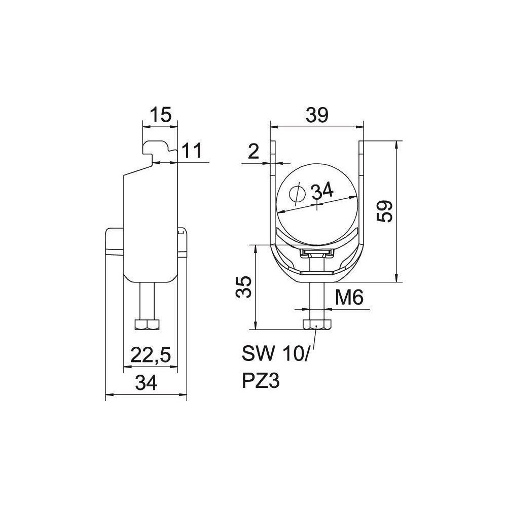 OBO Bettermann Bügelschelle 2056, 28-34mm, Stahl/Kunststoff, feuerverzinkt... OBO-1187226 4012196852826 (Abb. 2)