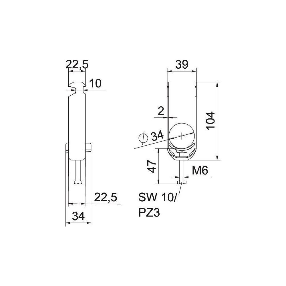 OBO Bettermann Bügelschelle 2056 BS-H2-K-34, 28-34mm, Stahl, feuerverzinkt... OBO-1186230 4012196847129 (Abb. 3)