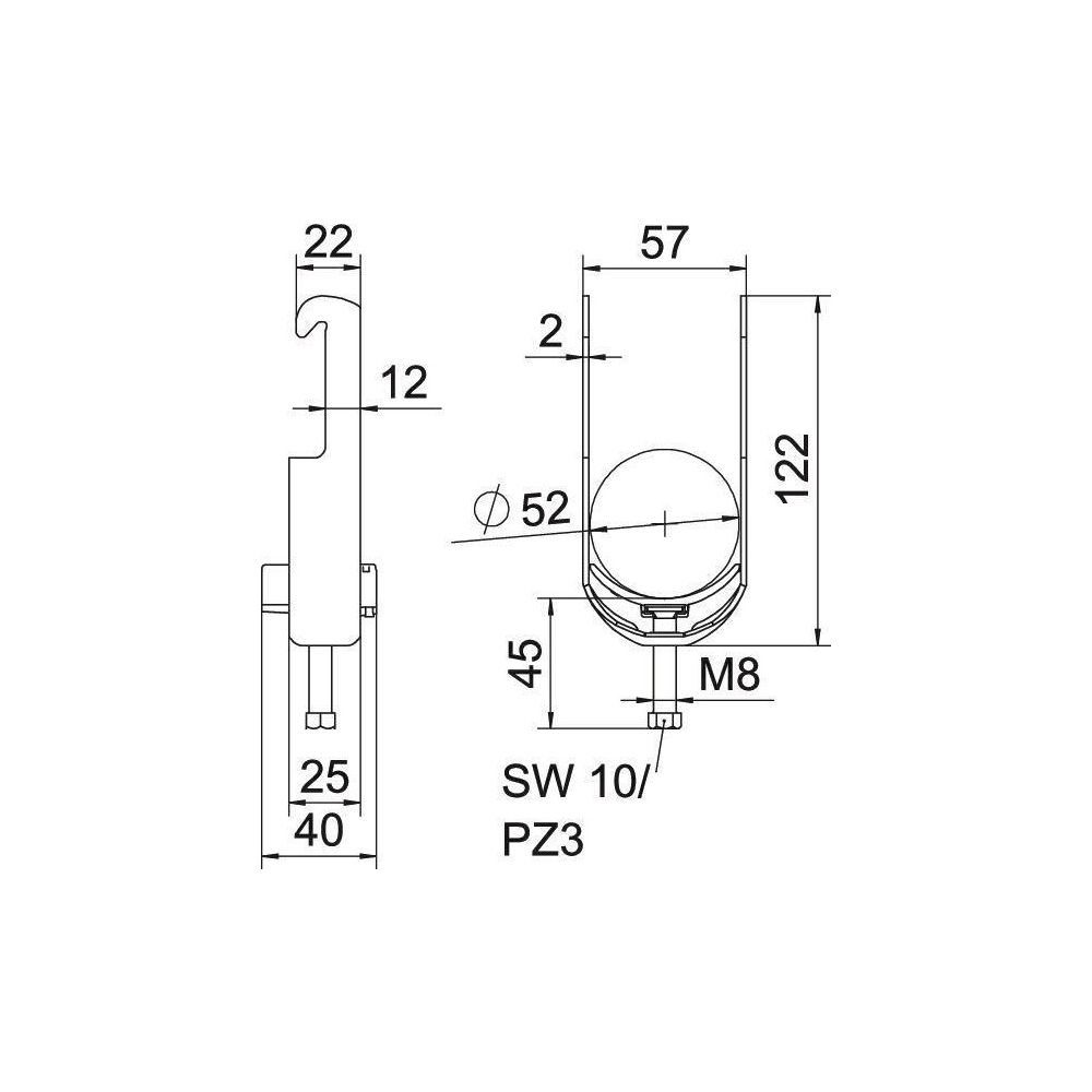 OBO Bettermann Bügelschelle 2056 BS-W1-K-52, 46-52mm, Stahl, feuerverzinkt... OBO-1187744 4012196854455 (Abb. 3)