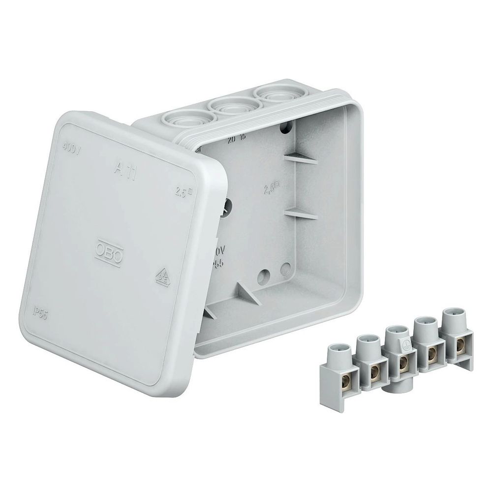 OBO Bettermann Kabelabzweigkasten A 11 5 quadratisch, 85x85x40mm, IP55, 690V, 2,5mm2, Kuns... OBO-2000326 4012195152057 (Abb. 3)