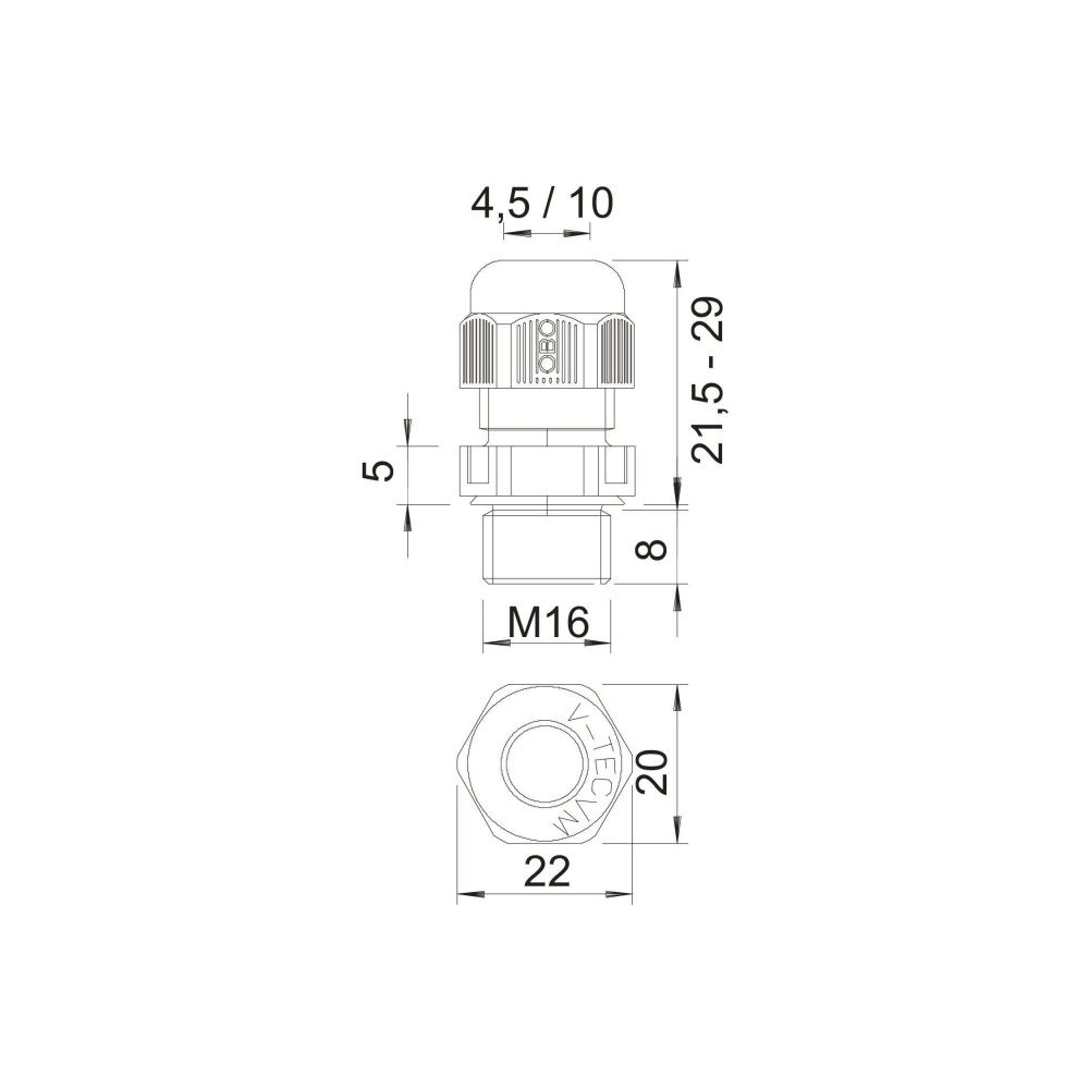 OBO Bettermann Kabelverschraubung V-TEC VM16, M16, 4,5-10mm, IP68, Polyamid, Lichtgrau... OBO-2022864 4012195533238 (Abb. 2)