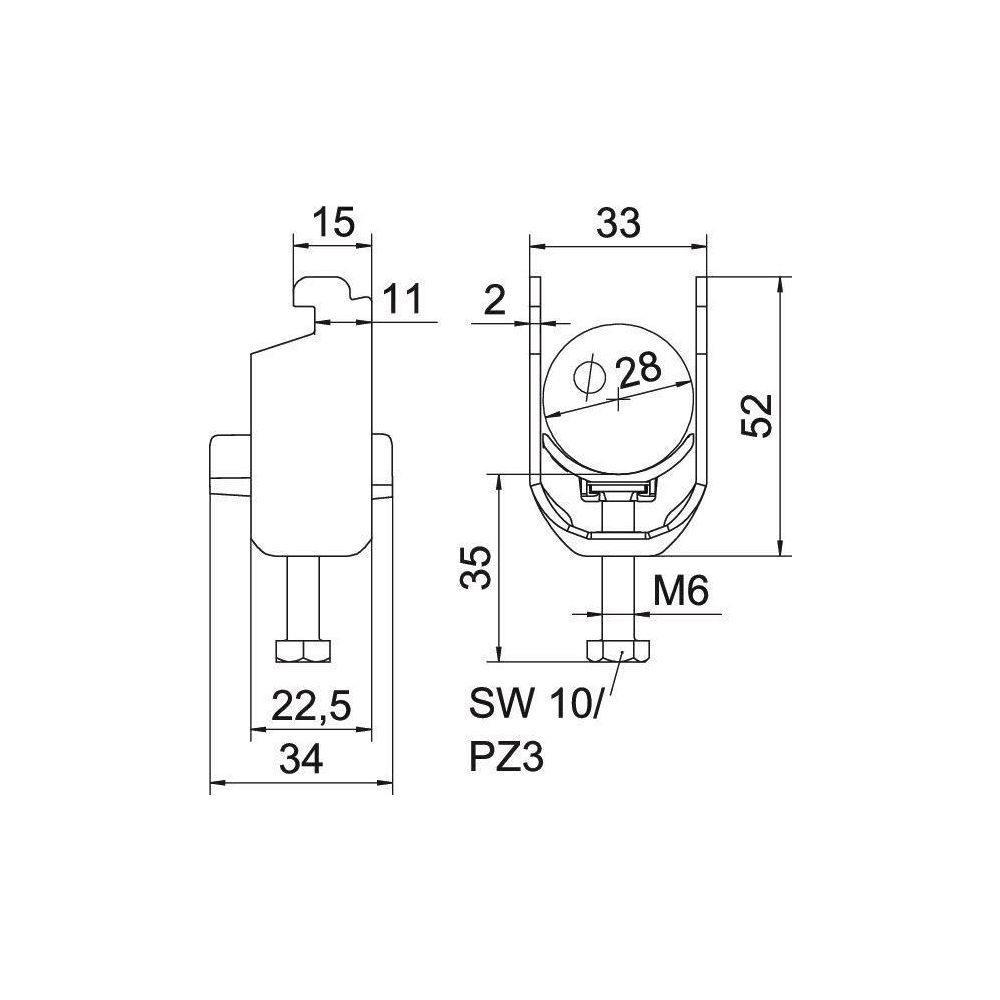 OBO Bettermann Bügelschelle 2056 BS-N1-K-28, 22-28mm, Stahl, feuerverzinkt... OBO-1187220 4012196852819 (Abb. 2)