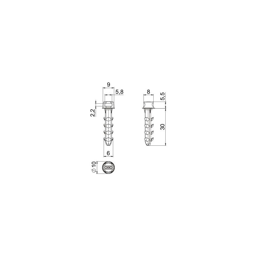 OBO Bettermann Steckdübel Delta-Push KB 30, 6mm Bohrlochdurchmesser, 35mm Bohrlochtiefe, 3... OBO-2351676 4012197430825 (Abb. 4)