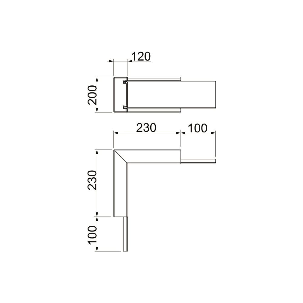 OBO Bettermann Inneneck PLM IC 1220 RW, 90 Grad, 230mm Außenbreite, 120mm Innenhöhe, 200mm... OBO-7218060 4012197358440 (Abb. 2)