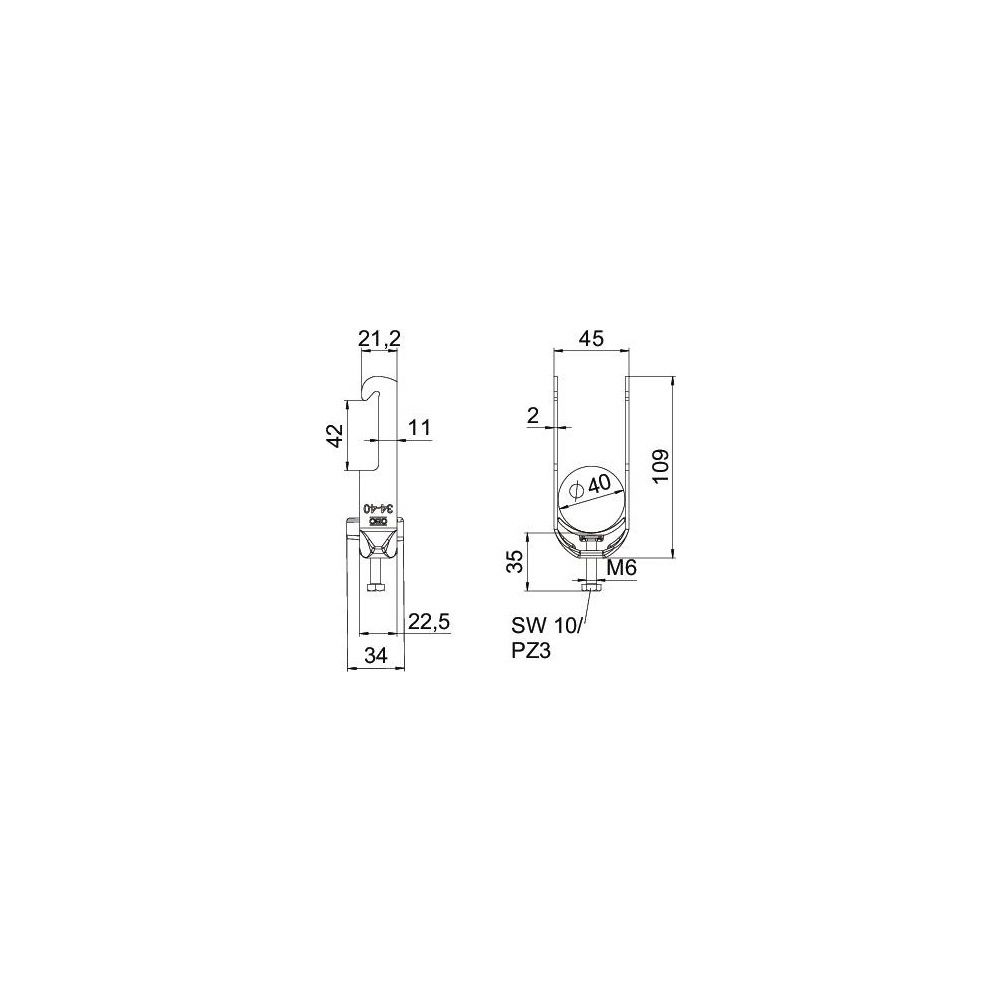OBO Bettermann Bügelschelle 2056 BS-W1-K-40, 34-40mm, Stahl, feuerverzinkt... OBO-1187732 4012196854431 (Abb. 5)