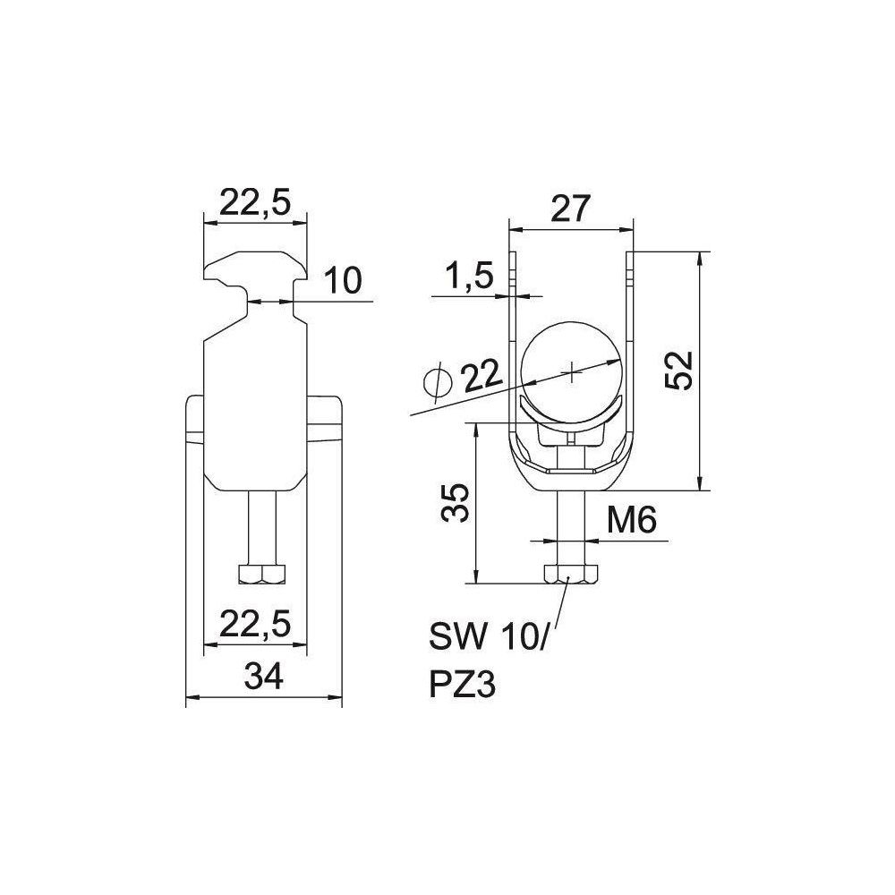 OBO Bettermann Bügelschelle 2056 BS-H1-K-22, 16-22mm, Aluminium... OBO-1186416 4012196848195 (Abb. 3)