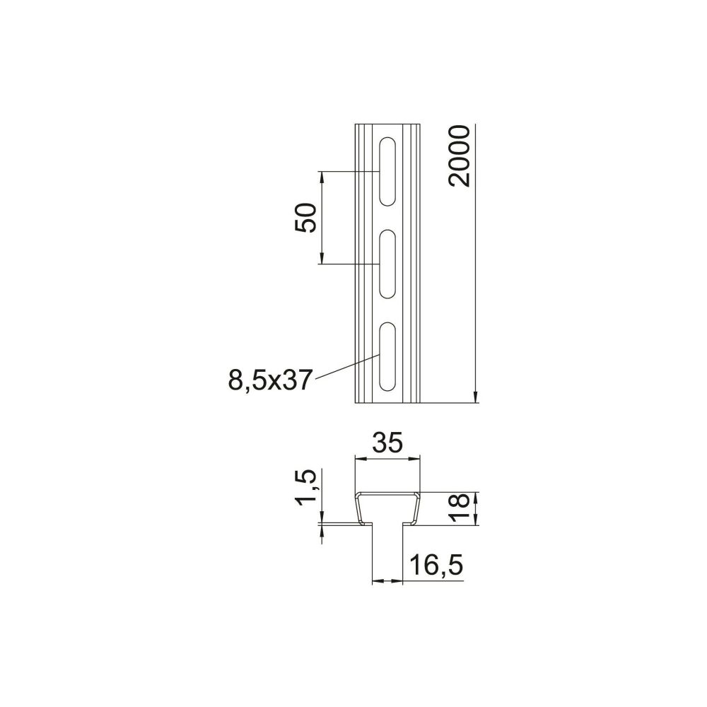 OBO Bettermann Profilschiene C-Profil, 2000x35x18mm, Stahl, feuerverzinkt, 1119656... OBO-1119656 4012195047599 (Abb. 2)