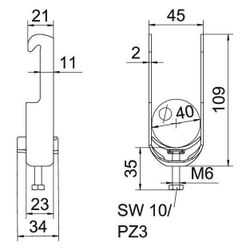 OBO Bettermann Bügelschelle 2056 BS-W1-K-40, 34-40mm, Stahl, feuerverzinkt... OBO-1187732 4012196854431 (Abb. 1)