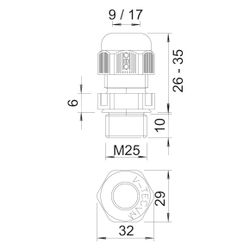 OBO Bettermann Kabelverschraubung V-TEC VM25, M25, 9-17mm, Polyamid, Lichtgrau... OBO-2022868 4012195533719 (Abb. 1)