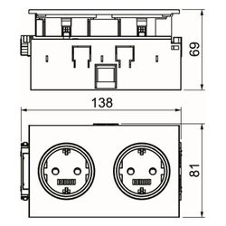 OBO Bettermann Kanalsteckdose SIGNA IN 2-fach, 16A 250V, Kunststoff, Reinweiß, 6121014... OBO-6121014 4012196734405 (Abb. 1)