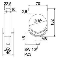OBO Bettermann Bügelschelle 2056 BS-H1-K-64 FT, 58-64mm, Stahl, feuerverzinkt... OBO-1186262 4012196847303 (Abb. 1)