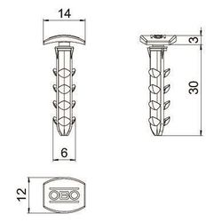 OBO Bettermann Steckdübel Delta-Push D 30, 6mm Bohrlochdurchmesser 35mm Bohrlochtiefe 30mm... OBO-2351670 4012197430740 (Abb. 1)