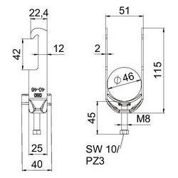 OBO Bettermann Bügelschelle 2056 BS-W1-K-46, 40-46mm, Stahl, feuerverzinkt... OBO-1187738 4012196854448 (Abb. 1)