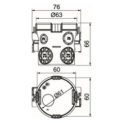 OBO Bettermann Unterputz-Geräte-Verbindungsdose UG 66 rund, 60mm, 66mm, Kunststoff, Schwar... OBO-2003702 4012196689910 (Abb. 1)
