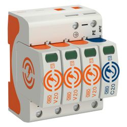 OBO Bettermann Überspannungsableiter V20 V20-3+NPE-280, 280V, 40kA, 4 TE, IP20... OBO-5095253 4012196161331 (Abb. 1)