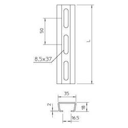 OBO Bettermann Profilschiene AMS3518P2000A2 C-Profil, 2000x35x18mm, Edelstahl... OBO-1112709 4012195627128 (Abb. 1)