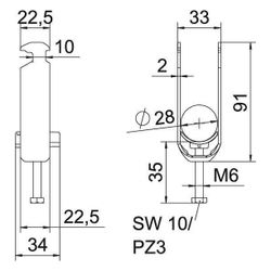 OBO Bettermann Bügelschelle 2056 BS-H2-K-28, 22-28mm, Stahl, Feuerverzinkt... OBO-1186223 4012196847075 (Abb. 1)