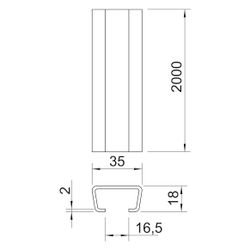 OBO Bettermann Profilschiene AMS3518UP2000FT, 2000x35x18mm, Stahl, feuerverzinkt, 1112228... OBO-1112228 4012195043393 (Abb. 1)