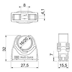 OBO Bettermann Multi-Quick-Schelle M-Quick M20, 16-20mm, Polyamid, Lichtgrau, 2153718... OBO-2153718 4012195742395 (Abb. 1)