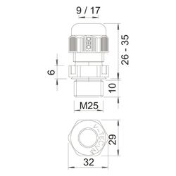 OBO Bettermann Kabelverschraubung V-TEC VM25, M25, 9-17mm, Polyamid, Lichtgrau... OBO-2022868 4012195533719 (Abb. 1)