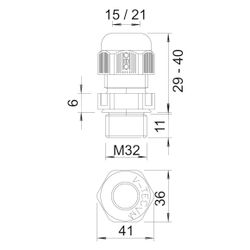 OBO Bettermann Kabelverschraubung V-TEC VM32, M32, 15-21mm, Polyamid, Lichtgrau, 2022870... OBO-2022870 4012195533771 (Abb. 1)