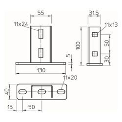OBO Bettermann Kopfplatte KU 3 FT, 90 Grad, Stahl, feuerverzinkt, Zink... OBO-6348874 4012196340217 (Abb. 1)