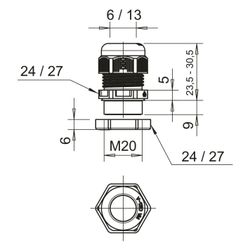 OBO Bettermann Kabelverschraubung V-TEC VM20+ LGR, M20, IP68, 6-13mm, Polyamid, Lichtgrau... OBO-2022766 4012195860945 (Abb. 1)