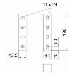 OBO Bettermann U-Stiel-Verbinder VUS 5, 190x44mm, Stahl, feuerverzinkt... OBO-6018505 4012196446896 (Abb. 1)
